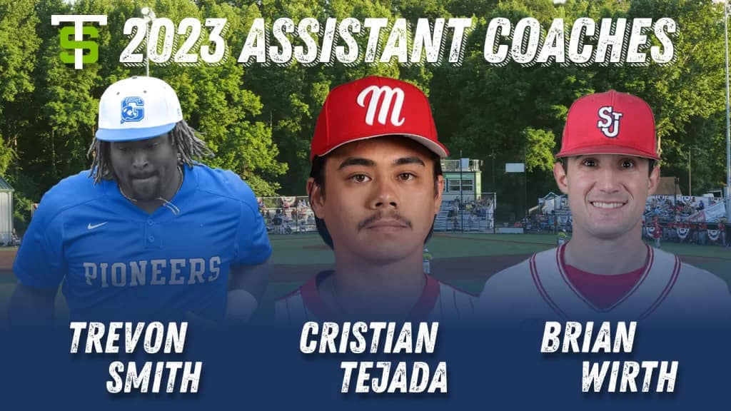 Graphic with Tom Sox Assistant Coaches Trevon Smith, Cristian Tejada, and Brian Wirth